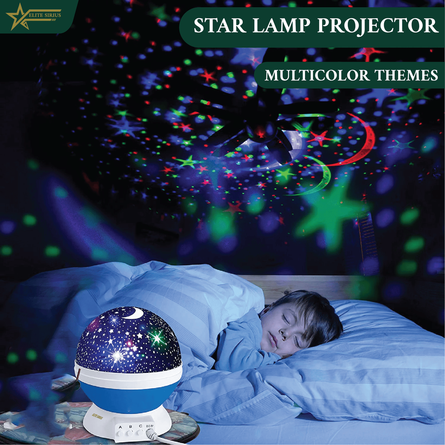 Star Lamp Projector – 360° Rotating Starry Night Light