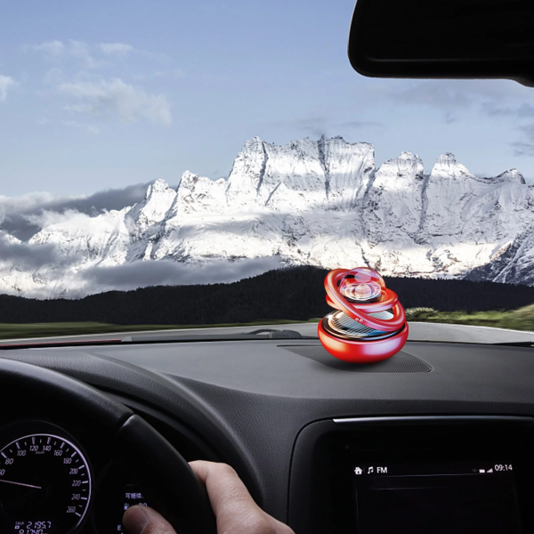 Solar Car Air Freshener Rotating Double-ring For Car Dashboard