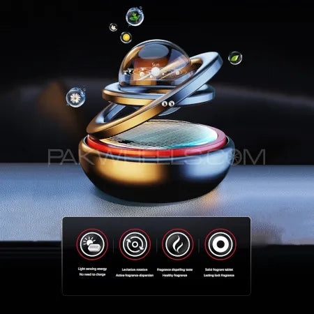 Solar Car Air Freshener Rotating Double-ring For Car Dashboard