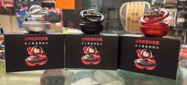 Solar Car Air Freshener Rotating Double-ring For Car Dashboard